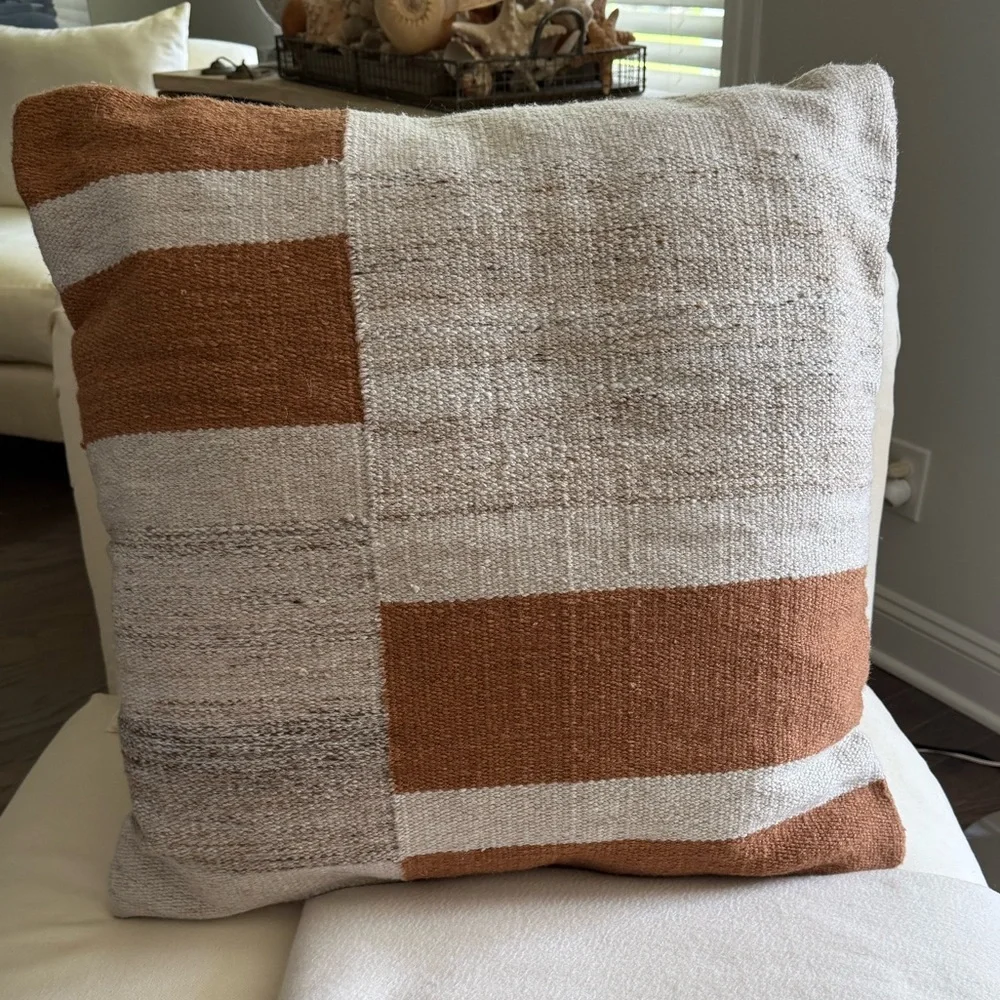 Threshold Oversized Blocked Woven Square Throw Pillow 24x24
